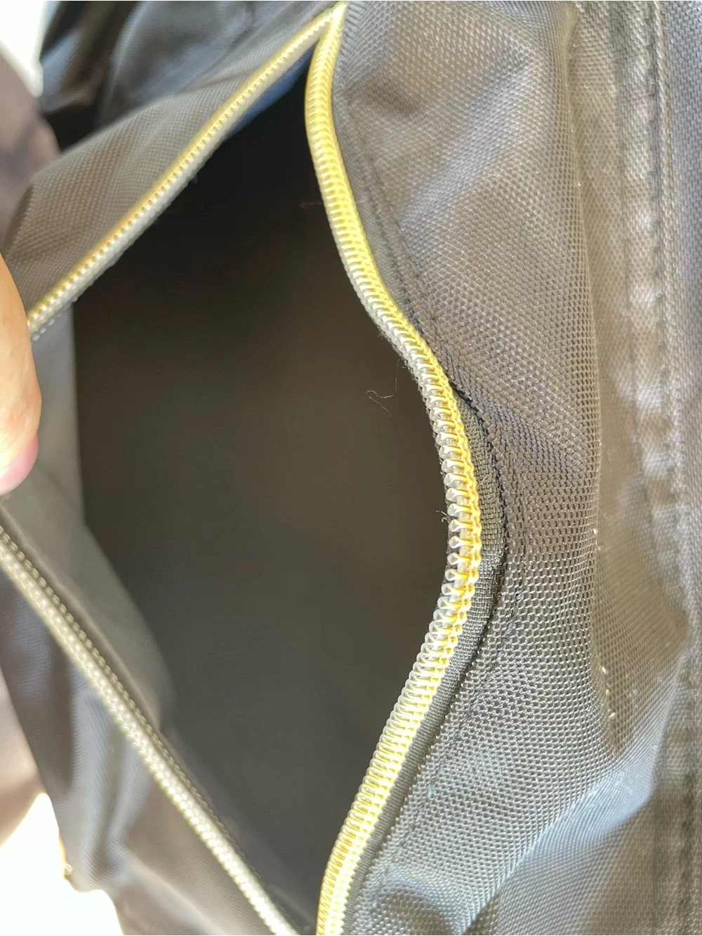 Black Laptop Tote Bag with Gold Zipper Accents
